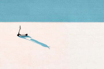 Minimalistic scene featuring lone figure against serene backgrou