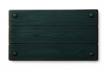 Empty rectangular dark wooden sign with metal rivets and transparent background, ideal for adding custom text or graphics