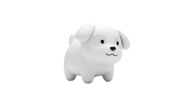 Adorable White Cartoon Dog with Black Features.
