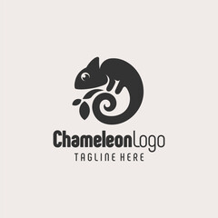 Contemporary Chameleon Logo Black White