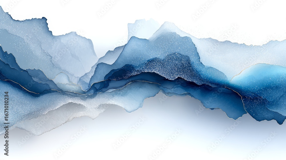 Aufkleber abstract blue watercolor wave-like pattern with soft gradient transitions