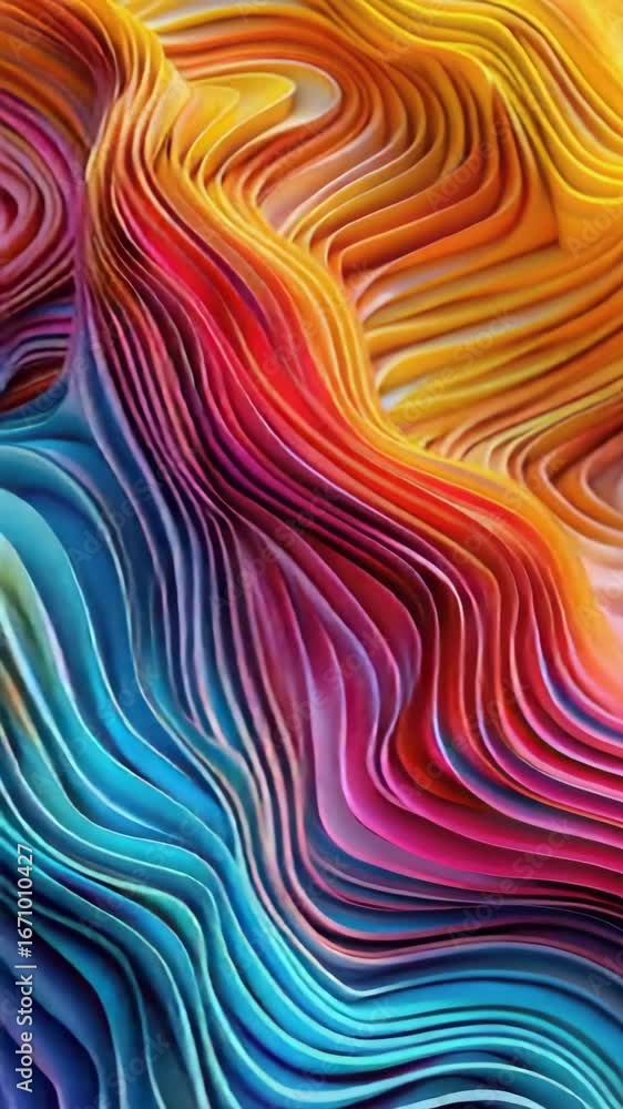 Poster vibrant paper art featuring a wavy, colorful wave-like pattern. handcrafted with layers of paper wea