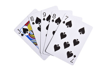 Playing cards isolated on white background