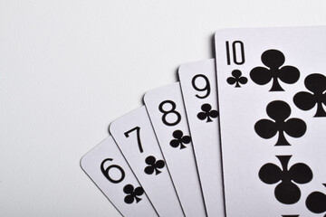 Closeup of Playing cards isolated on white background