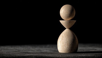 Light-toned wooden shapes, balanced