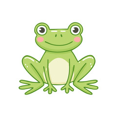 Obraz premium Cute green frog cartoon illustration