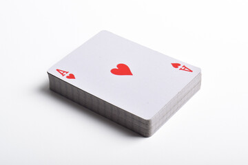 Ace of hearts playing card isolated on white background