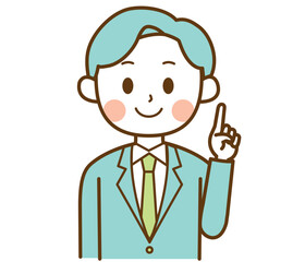 ポイントを説明するスーツを着た男性のイラスト