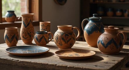 Handcrafted Traditional Pottery with Intricate Designs