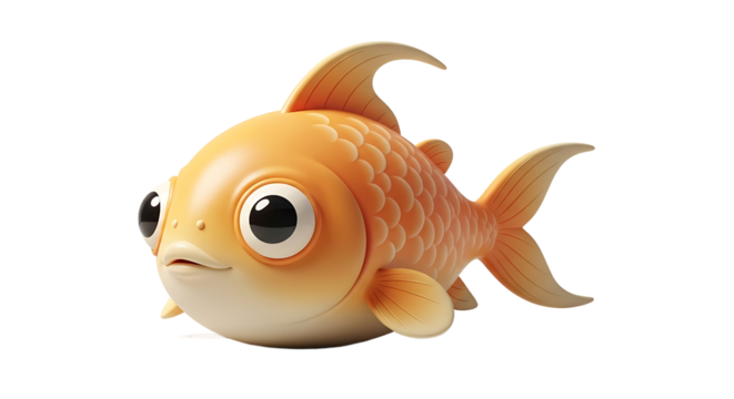 Cartoon Goldfish with Big Eyes and Fins.