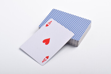 A deck of playing cards with an ace isolated on white background
