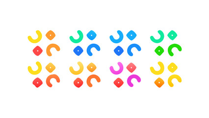 Colorful abstract shapes and dots on a white background playful