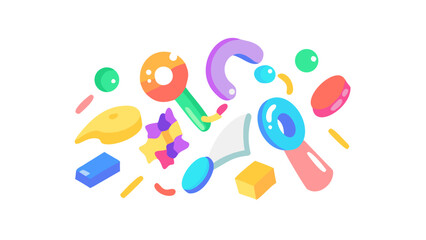 Colorful abstract shapes and objects geometric