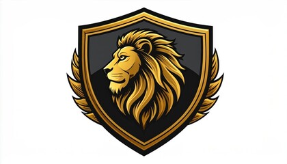 Golden lion emblem on shield