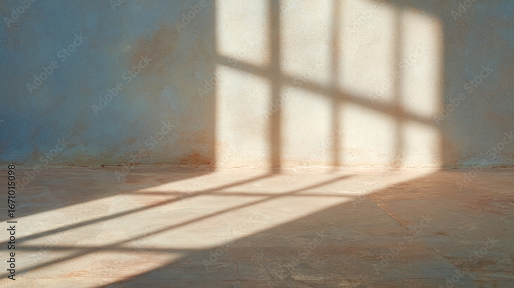 Poster soft shadows cast on textured surface create serene atmosphere,
