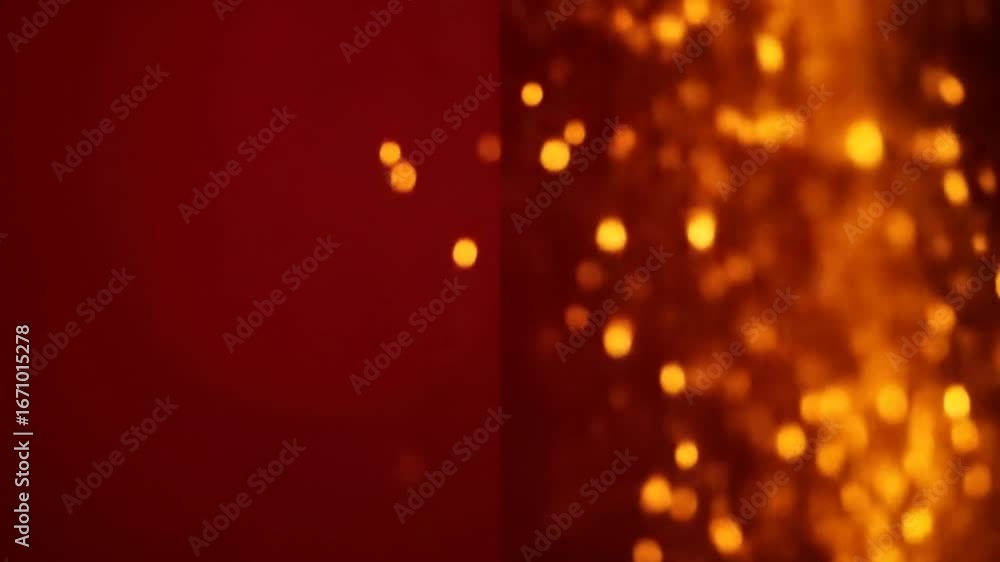 Poster abstract bokeh background with golden lights on red texture defocused and shimmering celebration fes