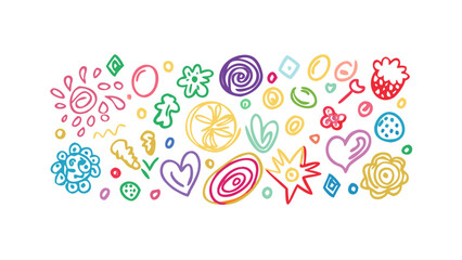 Colorful doodle shapes and patterns abstract