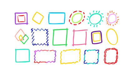 Colorful hand drawn doodle frames and shapes vector