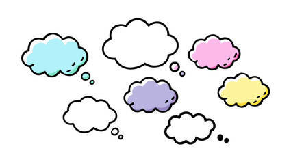 Colorful thought bubbles with outlines speech bubble communication