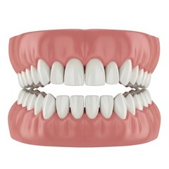 Obraz premium Close up of healthy human teeth and gums isolated on white background