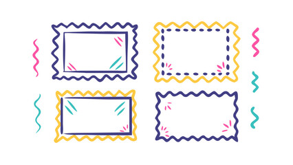 Colorful wavy frames with decorative elements borders scalloped