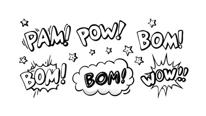 Comic sound effect explosion burst with white lines vector