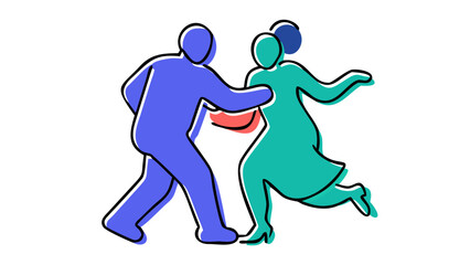 Couple dancing in blue and teal people