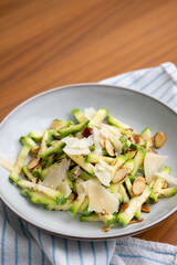 Close up of Simple Vegetarian Side with Zucchini and Toasted Almonds