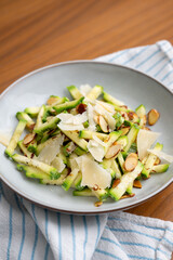 Close up of Simple Vegetarian Side with Zucchini and Toasted Almonds