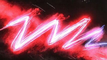 Abstract design featuring vibrant zigzag lines in red and blue against a dark background.