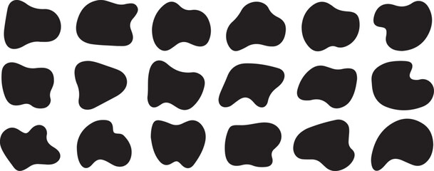 shape, blob, organic, abstract, form, design element, icon, symbol, collection, set, graphic, vector, illustration, black, silhouette, irregular, fluid, natural, amorphous, background element, cutout,