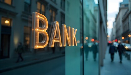 A bank sign affixed to a glass building, emphasizing the connection between banking and global financial services