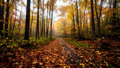 Obraz premium Scenic Autumn Forest Pathway