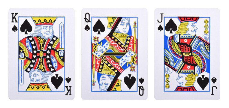Playing cards King, queen, jack, isolated on white background