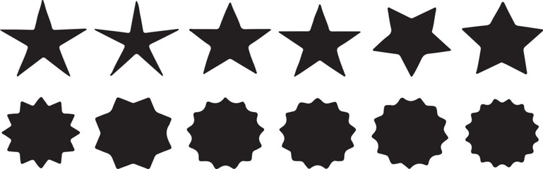 star, starburst, shape, icon, symbol, graphic, design, element, set, collection, isolated, white background, black, silhouette, geometric, abstract, pattern, decoration, badge, label, award, celebrati