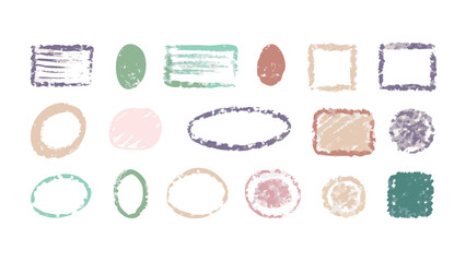Hand drawn crayon textured shapes in pastel colors vector shapes abstract