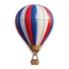 Classic red white and blue hot air balloon isolated on white background