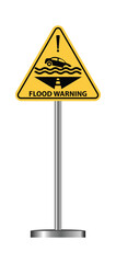 Flooded Road Warning Sign with Submerged Car Symbol Extreme Weather, Floodwaters, and Emergency Risk Alert Vector Illustration