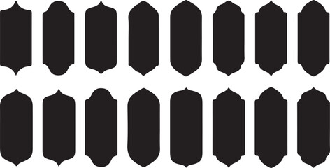 islamic, arch, window, silhouette, frame, design, architectural, element, decorative, pattern, moroccan, arabic, traditional, ornament, shape, border, panel, graphic, vector, collection, set, black, w