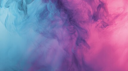 Fototapeta premium Abstract smoke trails blending magenta cyan and indigo tones with soft flowing movement, high-resolution atmospheric background for creative design projects