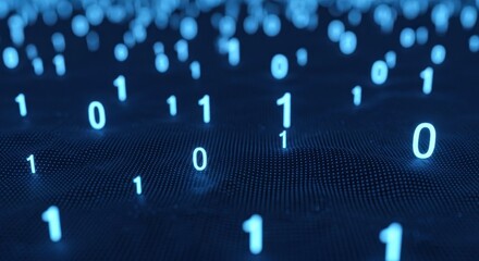 Blurred, abstract zeros and ones hover over an abstract textured surface