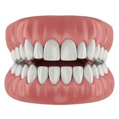 Obraz premium Close up of healthy human teeth and gums on a white background