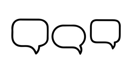 Three speech bubbles with clean outlines chat bubble communication
