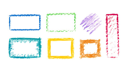 Whimsical crayon style shapes and borders frame colorful