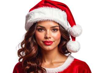 christmas woman in santa hat