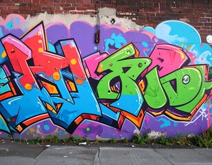 Obraz premium Vibrant graffiti art on a brick wall (1)