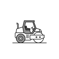 Fototapeta premium A sleek, minimalist vector illustration of a road roller, essential heavy machinery for compacting surfaces during modern infrastructure development and construction projects.