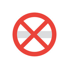 Obraz premium A clear red circular prohibition symbol featuring a horizontal white bar and a diagonal line, universally indicating no entry or restricted access.