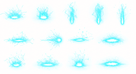 Animated Light Effect Set of Turquoise Energy Explosions.