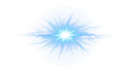 Naklejka premium Electric Energy Burst with Intense Blue Lightning Emanating Outward.